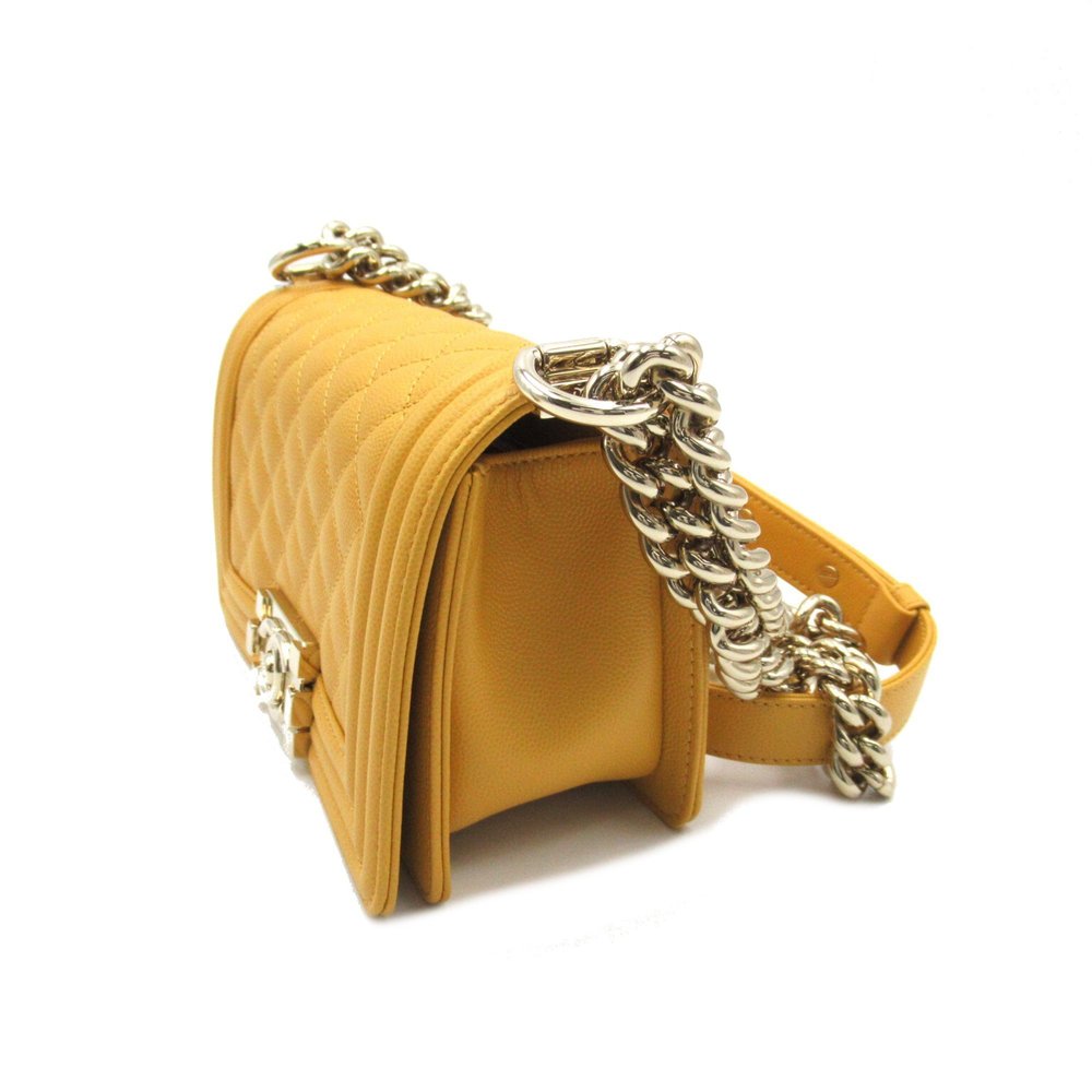 CHANEL Boy  Chen Shoulder Yellow Caviar Skin [Grained Calf] A67085 - Picture 3 of 10